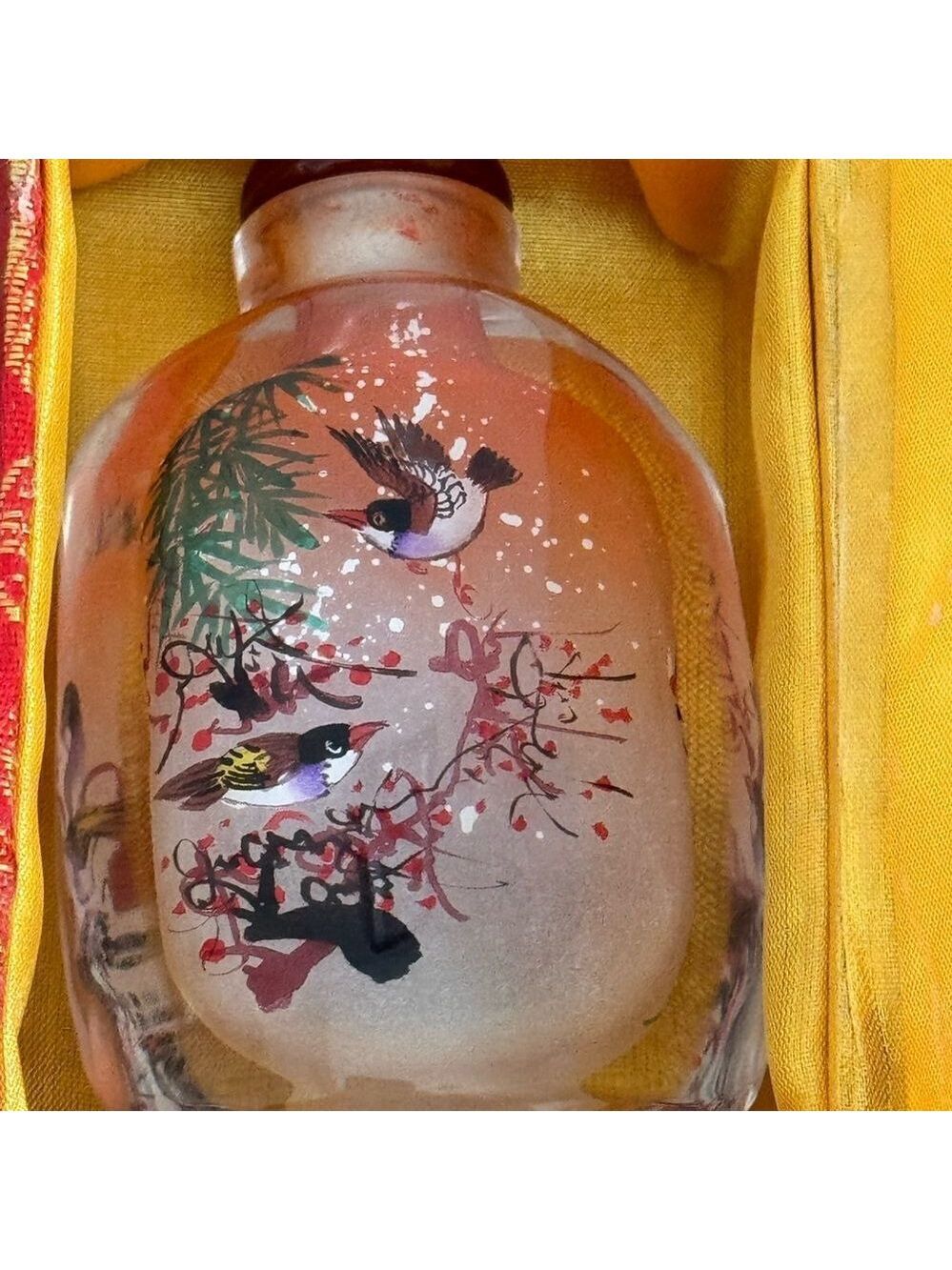 Vintage Hand Painted Inverted Glass Bottle
